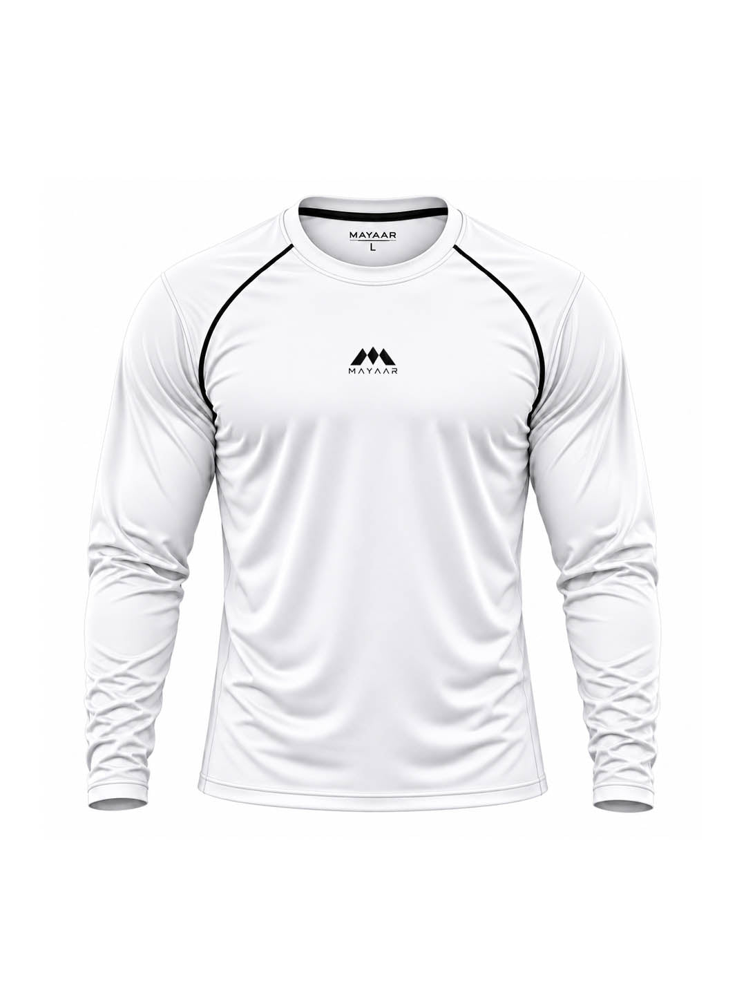 MAYAAR Premium White Dry Fit Full Sleeve Sports T-Shirt