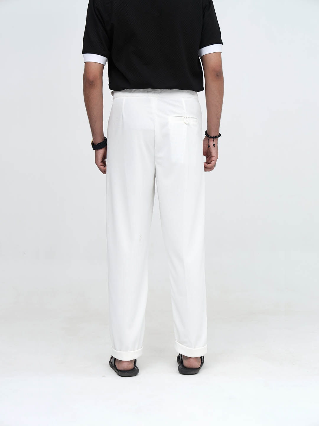 Urban Wolfs White Pleated Dress Pant ( Off White )