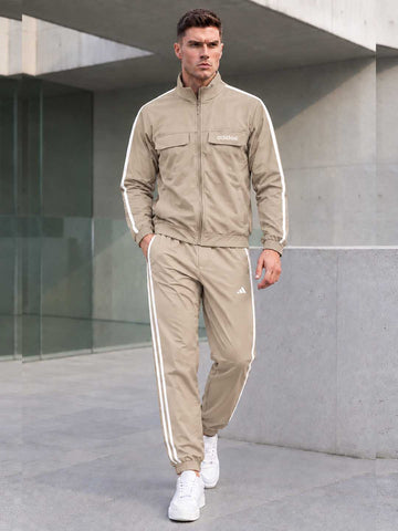 Men's Essential Stripe Beige Tracksuit