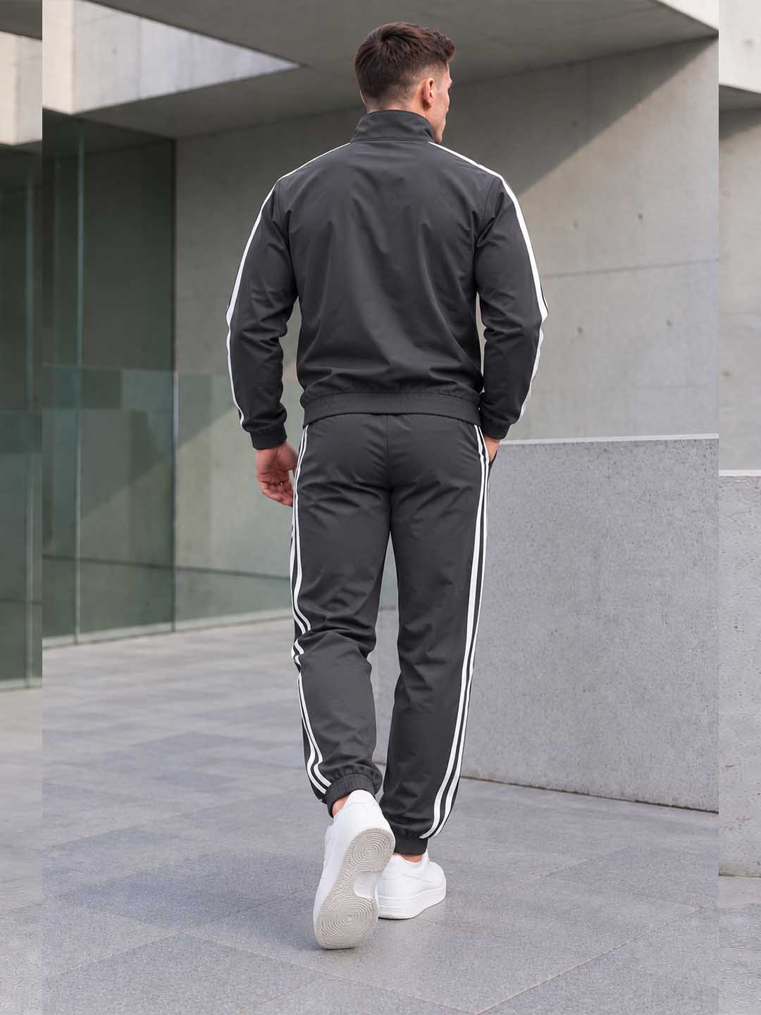 Men's Essential Stripe Charcoal Tracksuit