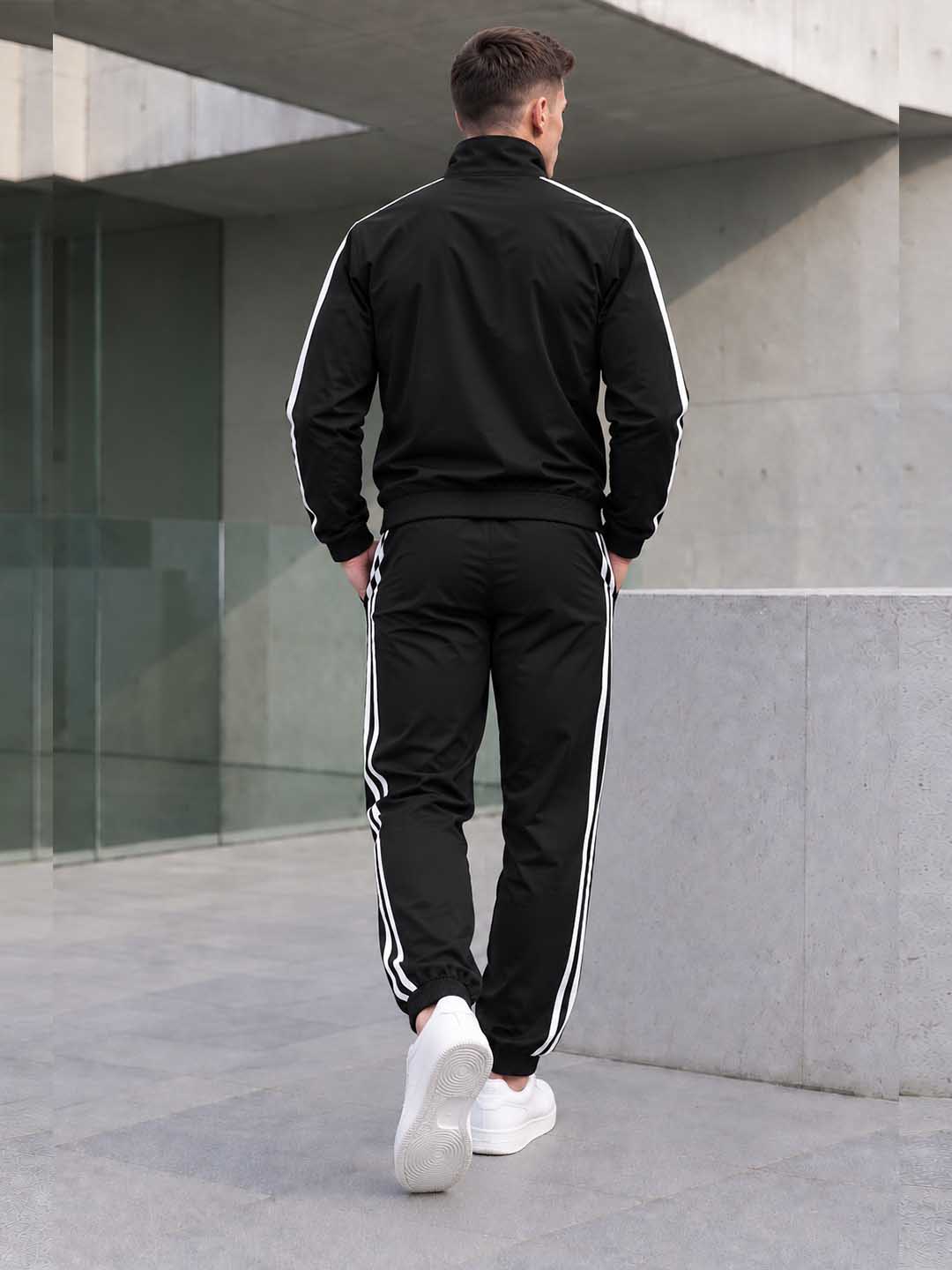 Men's Essential Stripe Black Tracksuit