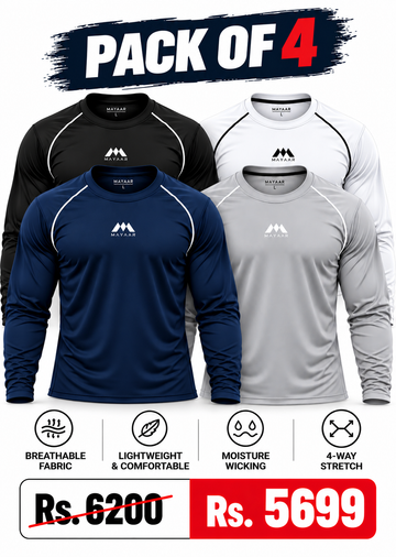 Mayaar Full Sleeve Pack of 4 Imported Dry-fit Shirts