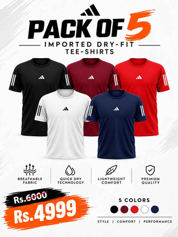 Pack of 5 Imported Dry-fit Shirts